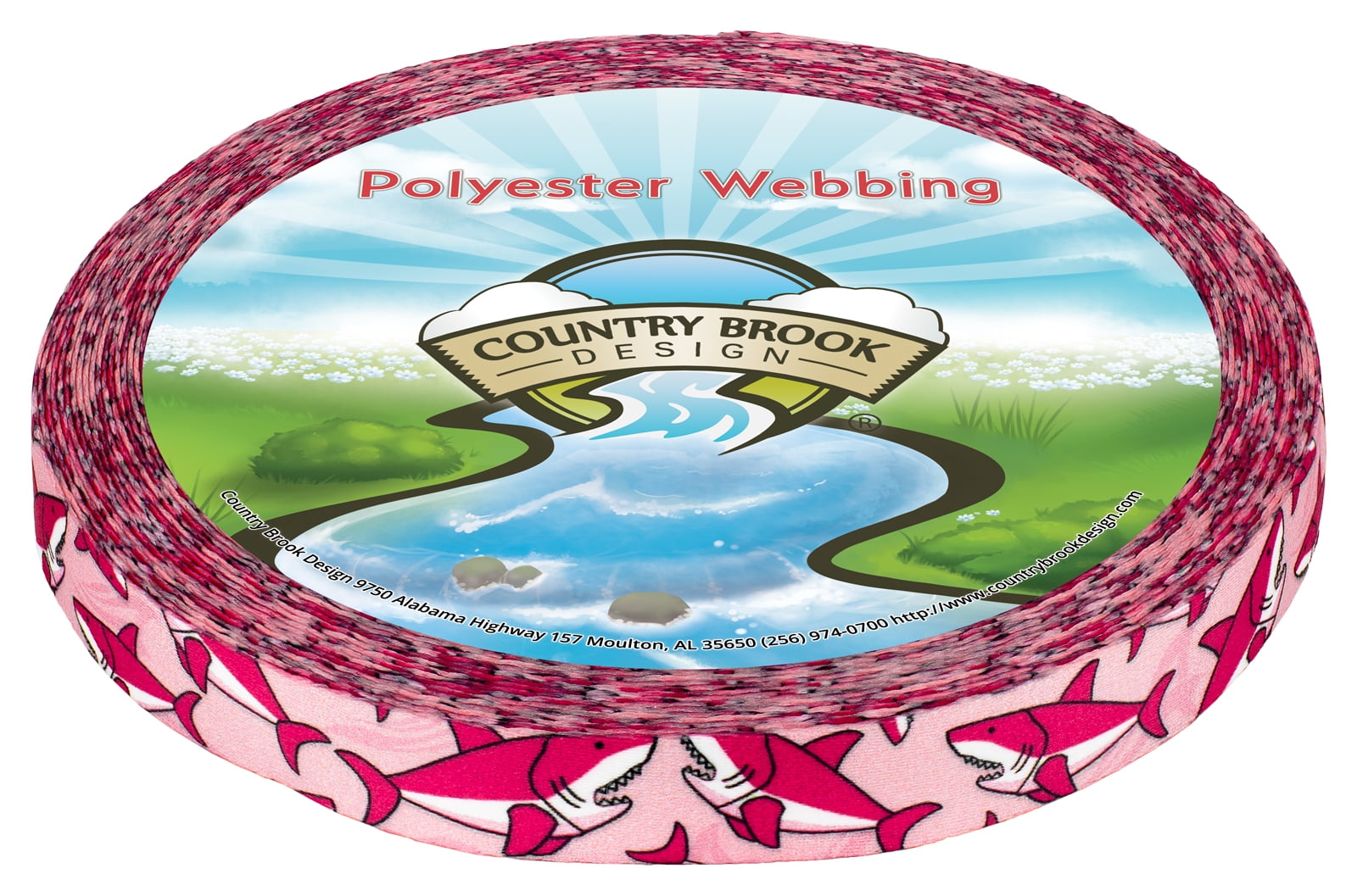 Country Brook Design® Pink Sharks Lite Tape (1/2 Inch, 50 Yards)