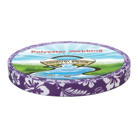 Country Brook Design® 1/2 inch Purple Hawaiian Polyester Webbing, 10 Yards