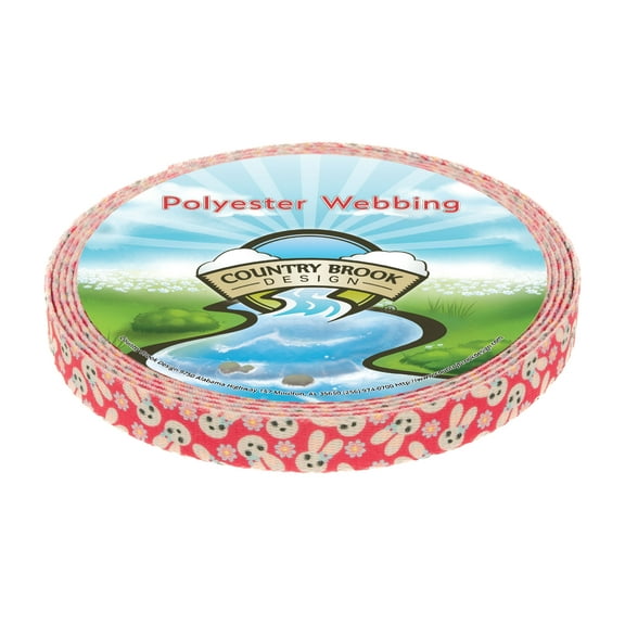 Country Brook Design® 1/2 inch Spring Bunnies Polyester Webbing, 5 Yards