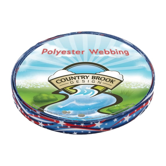 Country Brook Design® 1/2 inch Star Spangled Polyester Webbing, 5 Yards