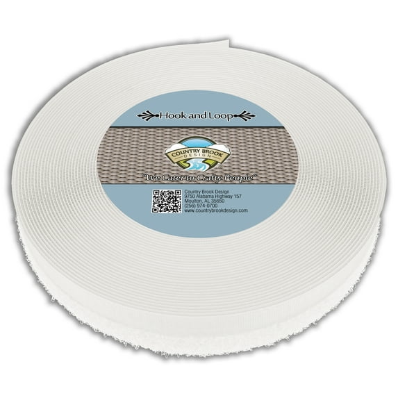 Country Brook Design® 1/2 Inch White Sew on Hook and Loop, 50 Yards