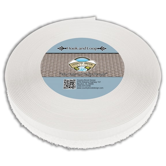 Country Brook Design® 1/2 Inch White Sew on Hook and Loop, 50 Yards