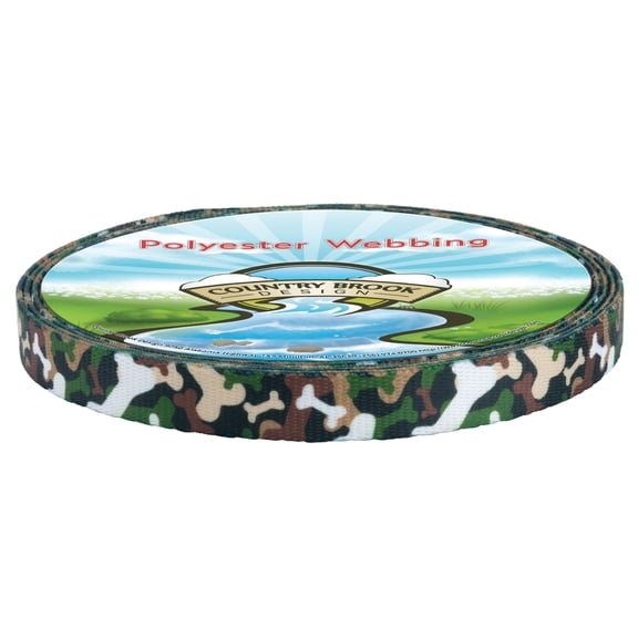 Country Brook Design® 1/2 inch Woodland Bone Camo Polyester Webbing, 5 Yards