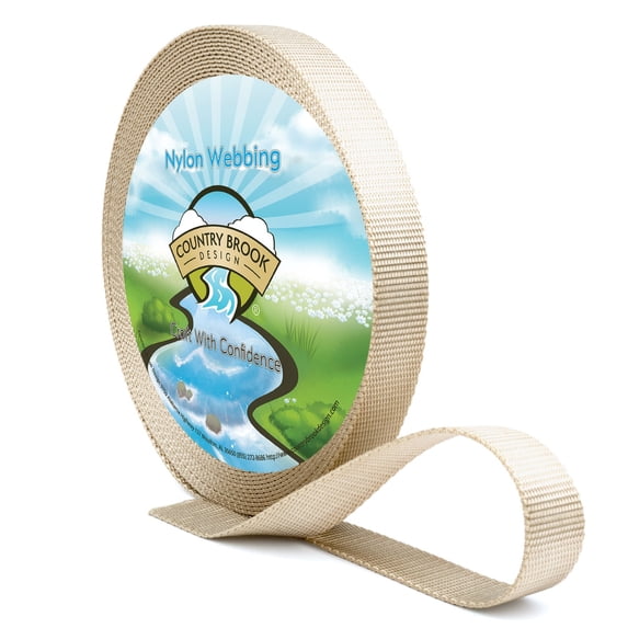 Country Brook Design 1 Inch Almond Heavy Duty Nylon Webbing, 20 Yards