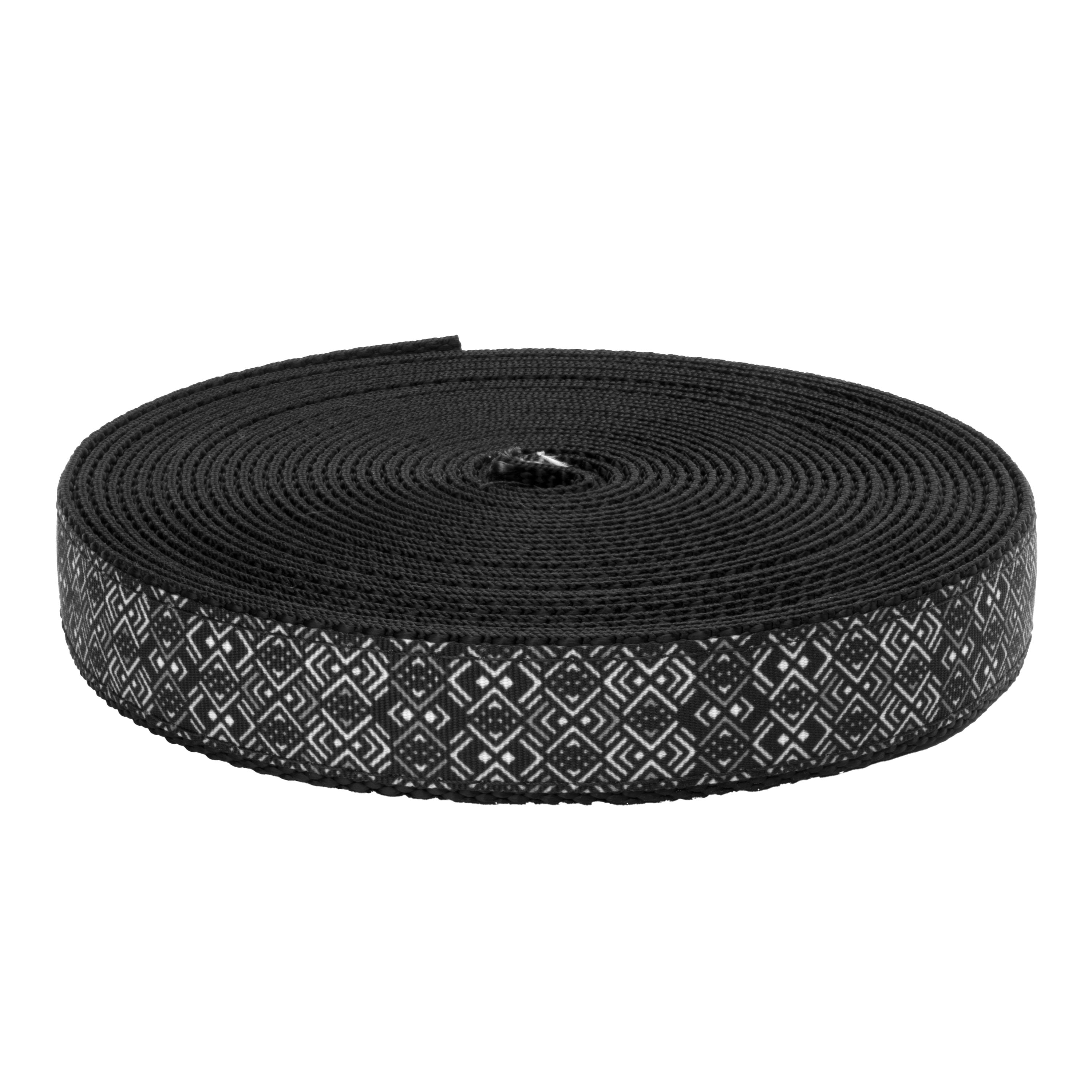 Country Brook Design® 1 Inch Art Deco Chevrons Ribbon on Black Nylon Webbing, 10 Yards