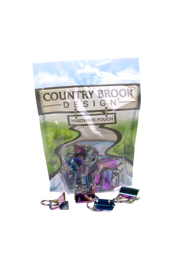 ® 1 Inch Iridescent Rainbow Key Fob Hardware with Key Ring, 25 Pack