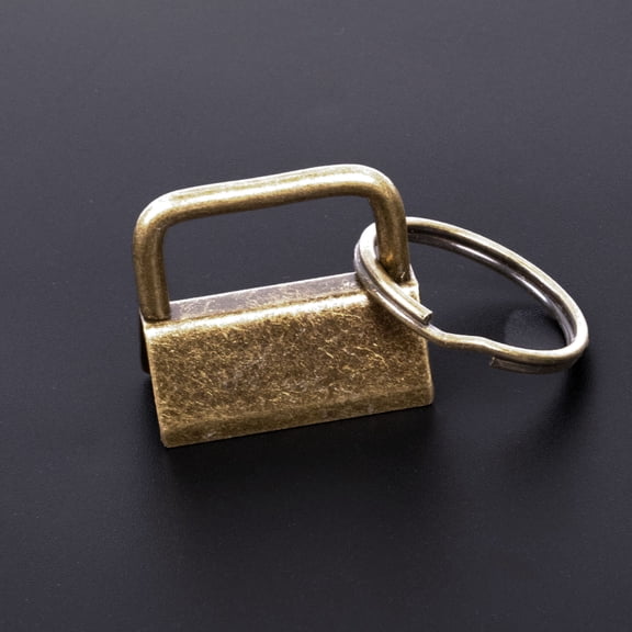 Country Brook Design® 1 Inch Key Fob Hardware with 3/4" Key Ring, Antique Brass Wristlet Keychain Hardware for 1" Webbing, 25 Pack