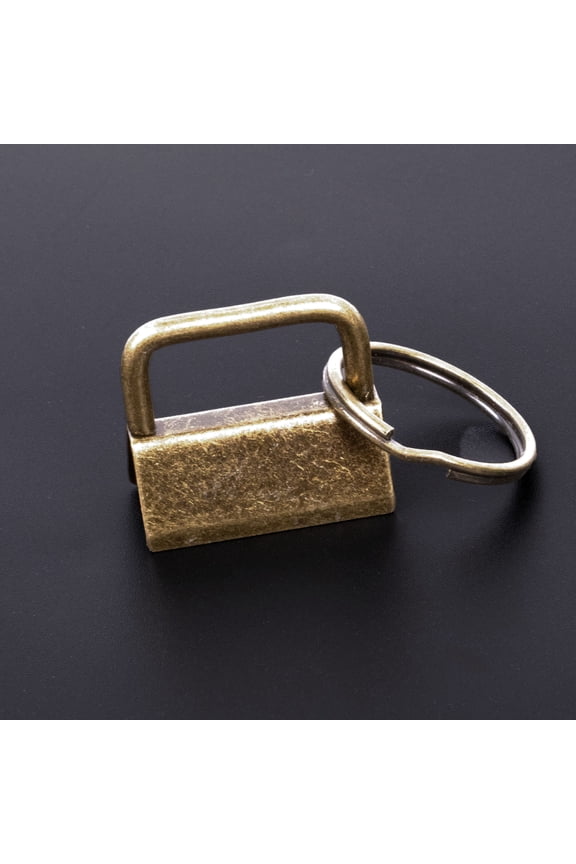 ® 1 Inch Key Fob Hardware with 3/4" Key Ring, Antique Brass Wristlet Keychain Hardware for 1" Webbing, 25 Pack