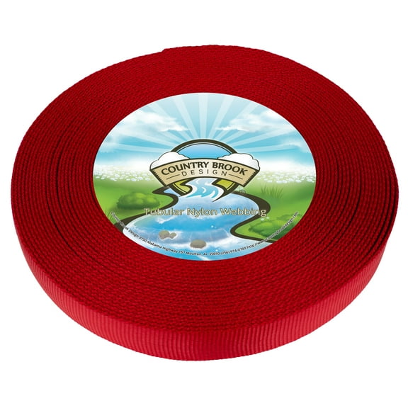 Country Brook Design - 1 Inch Red Tubular Nylon Webbing