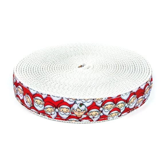 Country Brook Design - 1 Inch Where's Merry on White Heavy Polypropylene (Polypro) Webbing, 5 Yd