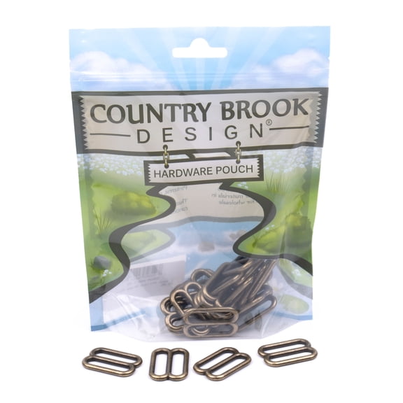 Country Brook Design® 1 inch Antique Brass Metal Round Wide-Mouth Triglide Slides, 10 Pack