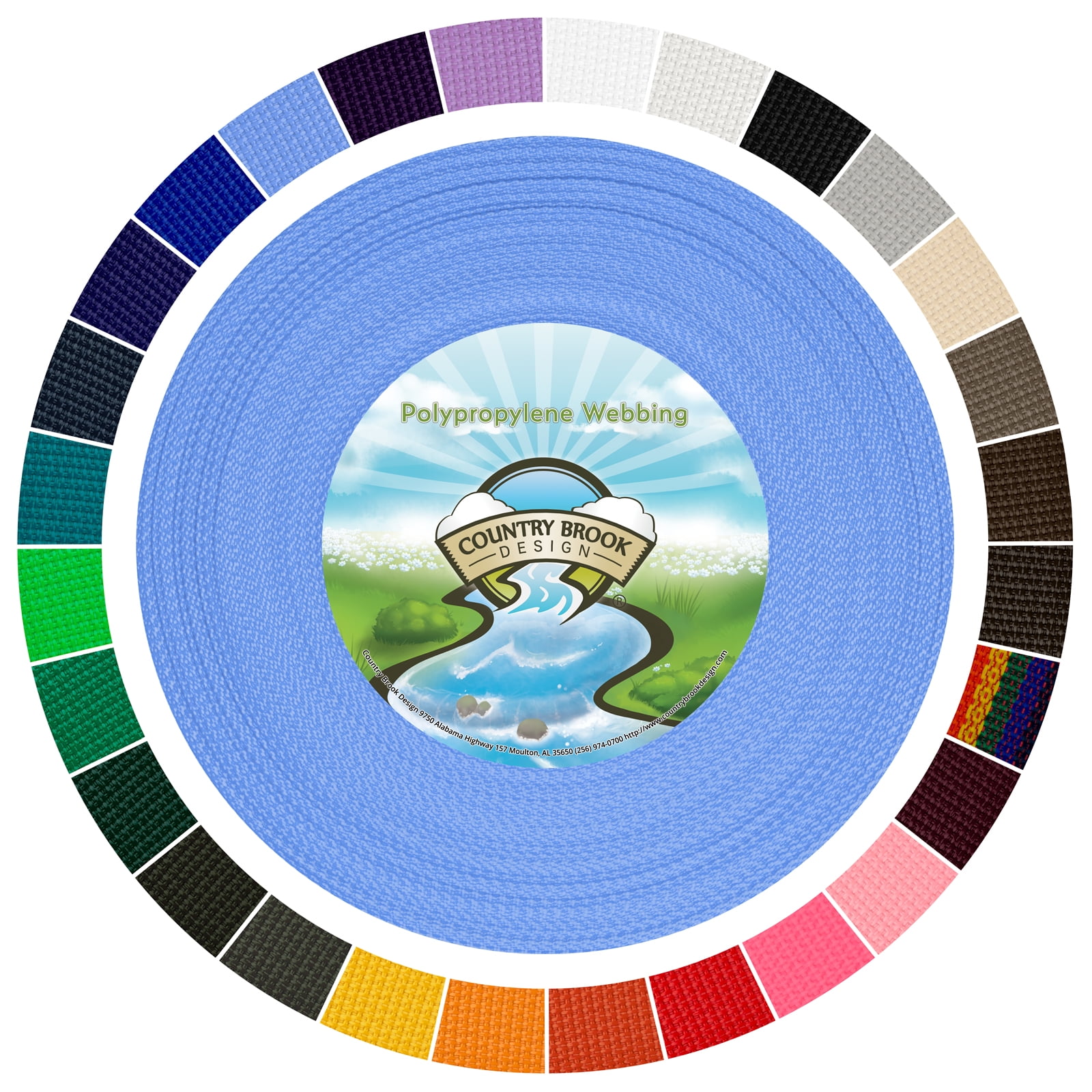 Country Brook Design® 1 inch Baby Blue Polypro Lightweight Webbing, 50 ...