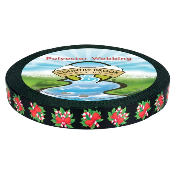 Country Brook Design® Black Candy Cane Lite Tape (1 Inch, 50 Yards)