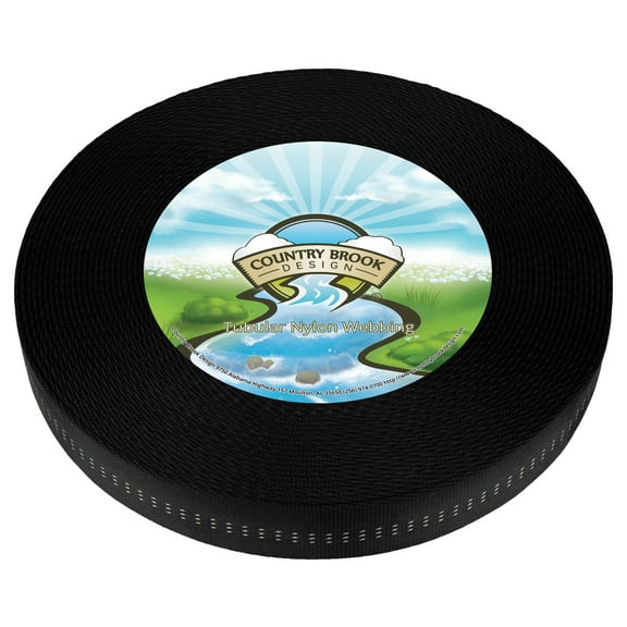 Country Brook Design® 1 inch Black Climbing Spec Tubular Nylon Webbing, 5 Yards