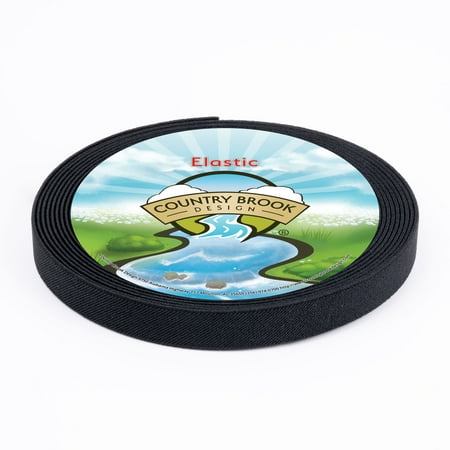 Country Brook Design® 1 inch Black Elastic Polyester Webbing, 12 Yards