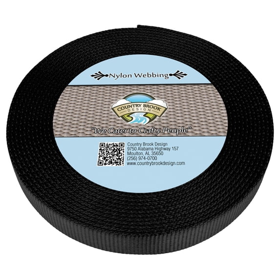 Country Brook Design® 1 inch Black Super Heavy Nylon Webbing, 10 Yards