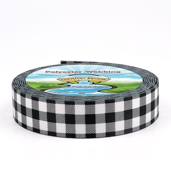 Country Brook Design® 1 inch Black & White Buffalo Plaid Polyester Webbing, 10 Yards