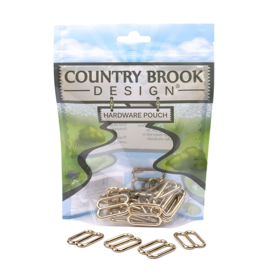 Country Brook Design® 1 inch Brass Plated Metal Round Wide Mouth Triglide Slides, 10 Pack