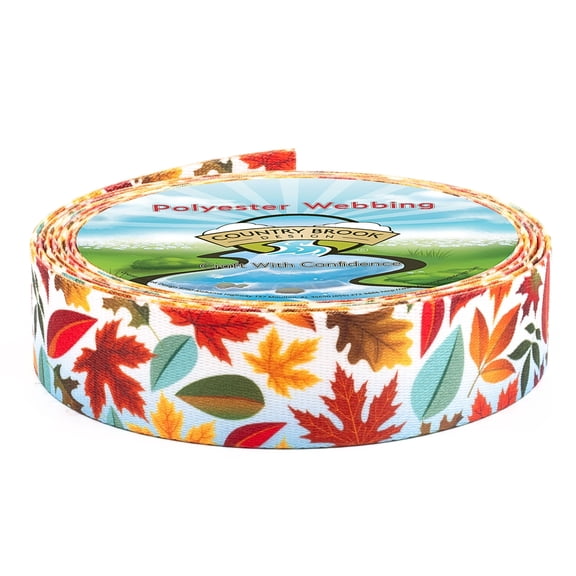 Country Brook Design® 1 inch Brisk Autumn Polyester Webbing, 5 Yards