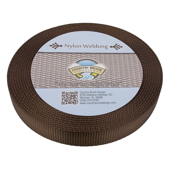 Country Brook Design® 1 inch Brown Super Heavy Nylon Webbing, 50 Yards