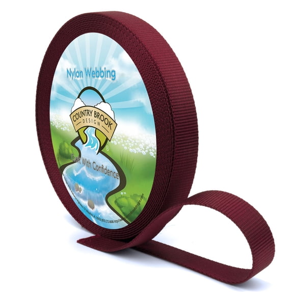 Country Brook Design® 1 inch Burgundy Heavy Duty Nylon Webbing, 20 Yards