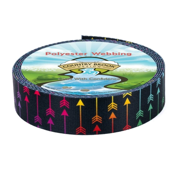 Country Brook Design® 1 inch Colorful Arrows Polyester Webbing, 20 Yards