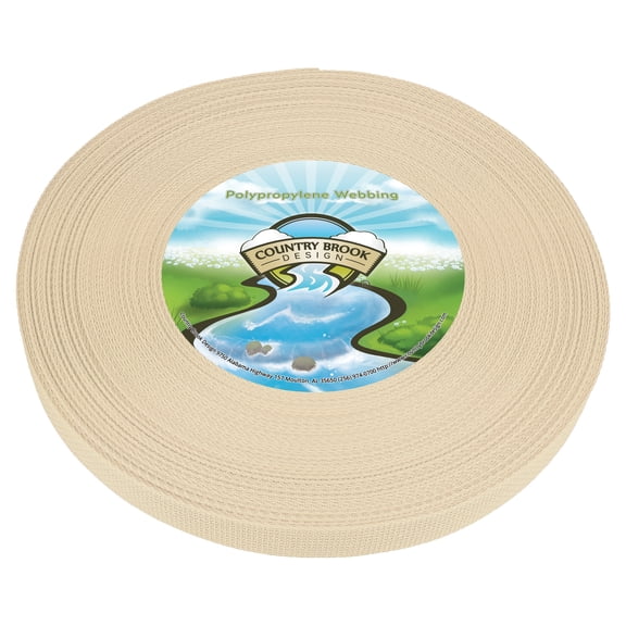 Country Brook Design® 1 inch Cream Polypro Lightweight Webbing, 10 Yards