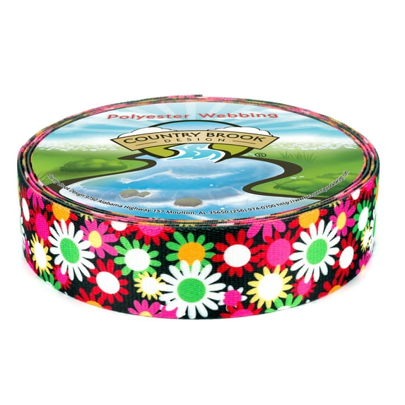 Country Brook Design® 1 inch Daisy Fields Polyester Webbing, 5 Yards