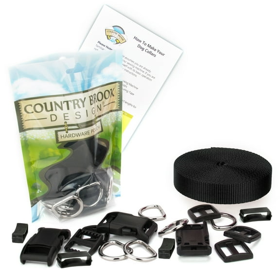 Country Brook Design® 1 inch Deluxe Dog Collar Kit with Black Nylon Webbing