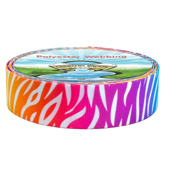 Country Brook Design® 1 inch Fashion Zebra Polyester Webbing, 10 Yards