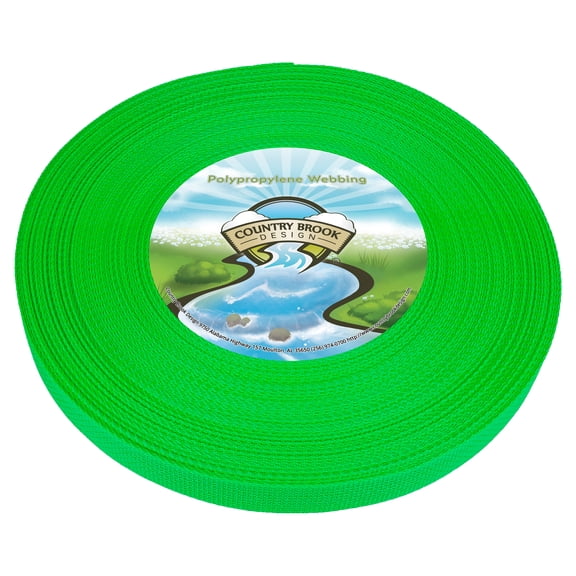 Country Brook Design® 1 inch Hot Green Polypro Lightweight Webbing, 10 Yards