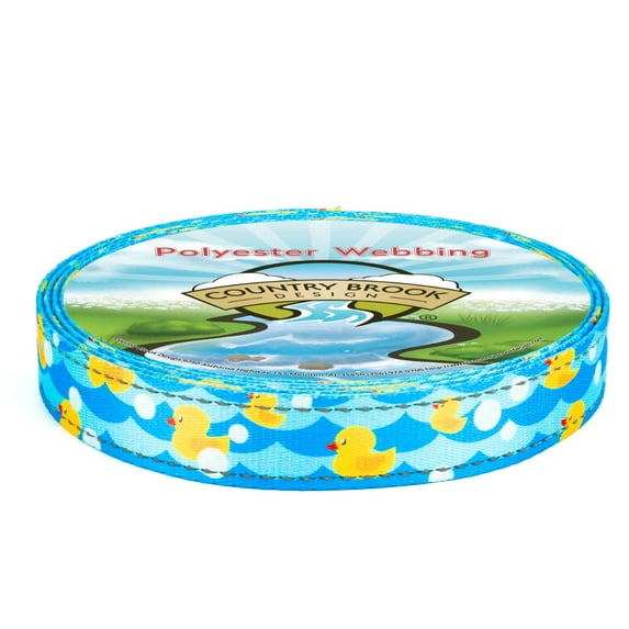 Country Brook Design® 1 inch Just Ducky Reflective Polyester Webbing, 5 Yards