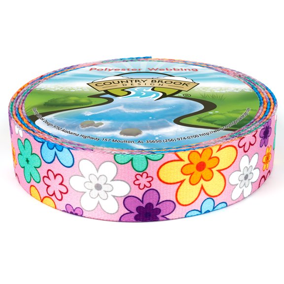 Country Brook Design® 1 inch May Flowers Polyester Webbing, 5 Yards