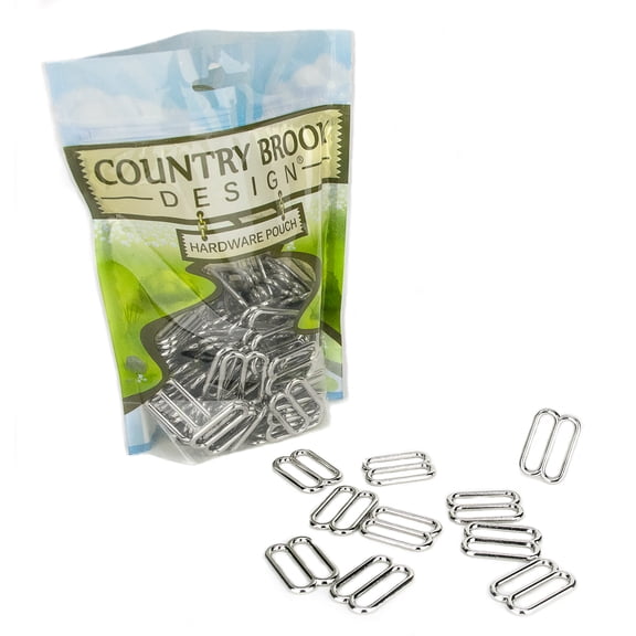 Country Brook Design® 1 inch Metal Round Wide-Mouth Triglide Slides, 25 Pack