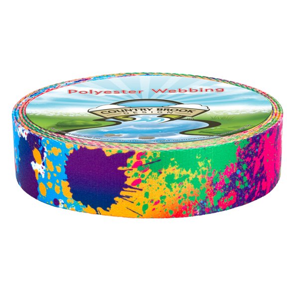 Country Brook Design® 1 inch Paint Splatter Polyester Webbing, 5 Yards