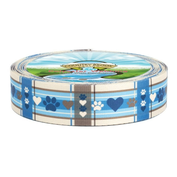 Country Brook Design® 1 inch Puppy Picnic Polyester Webbing, 5 Yards