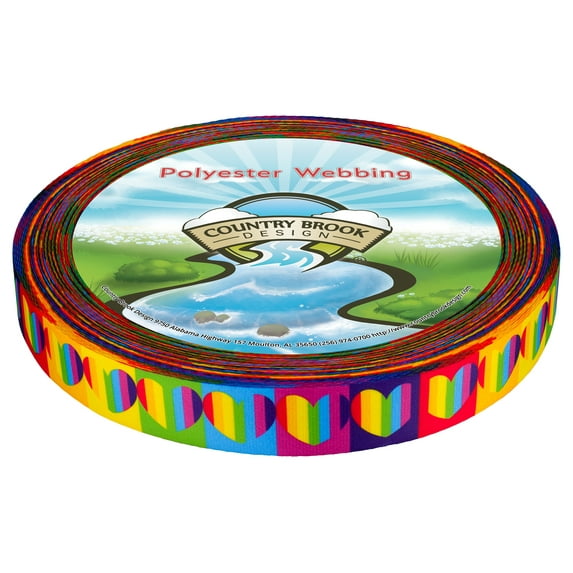Country Brook Design® Rainbow Hearts Lite Tape (1 Inch, 20 Yards)