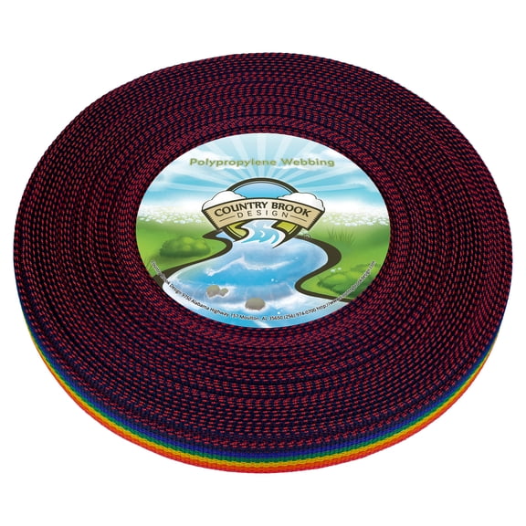 Country Brook Design® 1 inch Rainbow Polypropylene Lightweight Webbing, 25 Yards