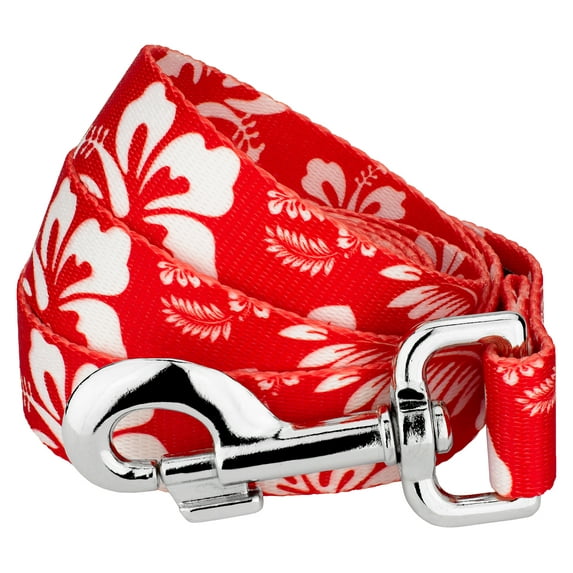 Country Brook Design - 1 inch Red Hawaiian Dog Leash - 4 Foot