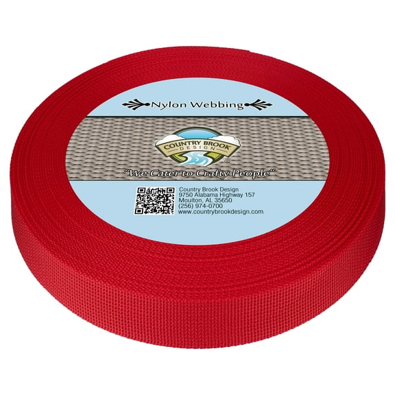 Country Brook Design® 1 inch Red Lite Weight Nylon Webbing, 10 Yards