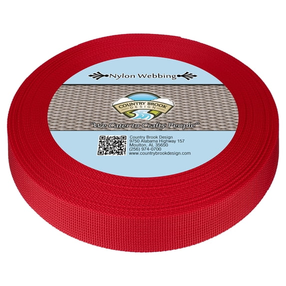 Country Brook Design® 1 inch Red Lite Weight Nylon Webbing, 50 Yards