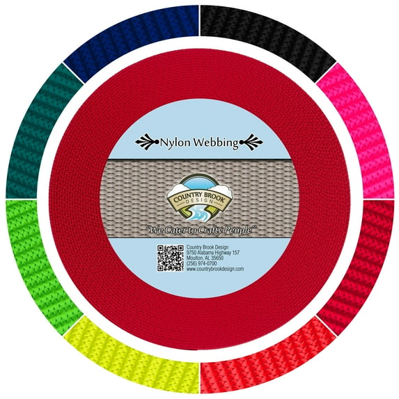 Country Brook Design® 1 inch Red Reflective Nylon Webbing, 10 Yards