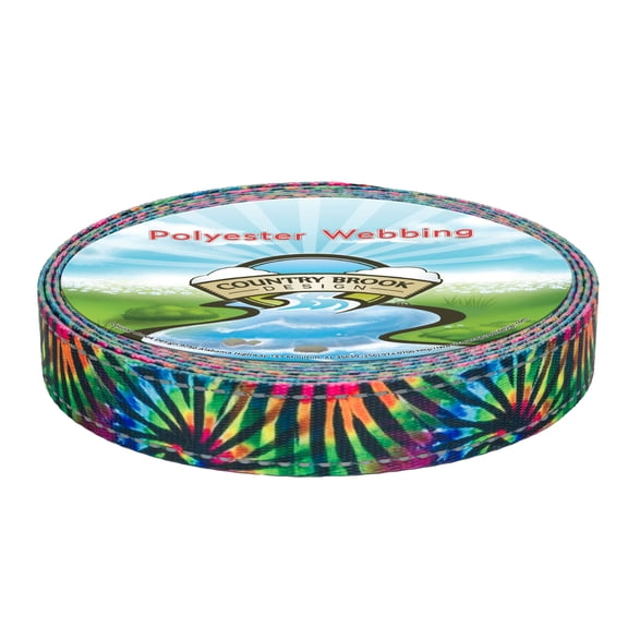 Country Brook Design® 1 inch Tie Dye Stripes Reflective Polyester Webbing, 5 Yards