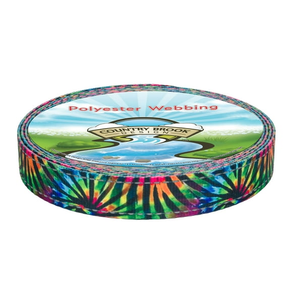 Country Brook Design® 1 inch Tie Dye Stripes Reflective Polyester Webbing, 5 Yards