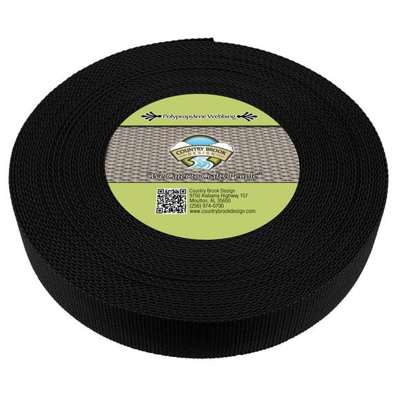 Country Brook Design - 2 Inch Black Polypropylene (Polypro) Webbing, 10 Yards