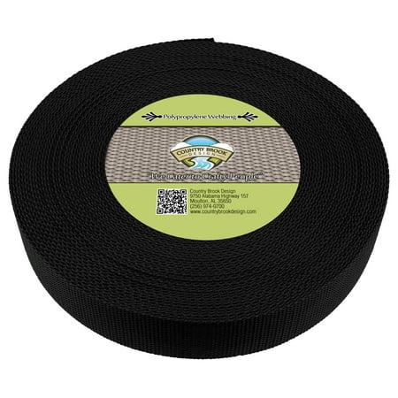 Country Brook Design - 2 Inch Black Polypropylene (Polypro) Webbing, 100 Yards