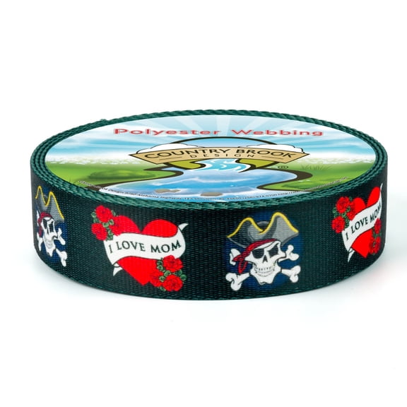 Country Brook Design® 2 inch I Love Mom Polyester Webbing, 5 Yards