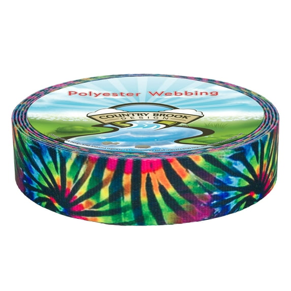 Country Brook Design® 2 inch Tie Dye Stripes Polyester Webbing, 5 Yards