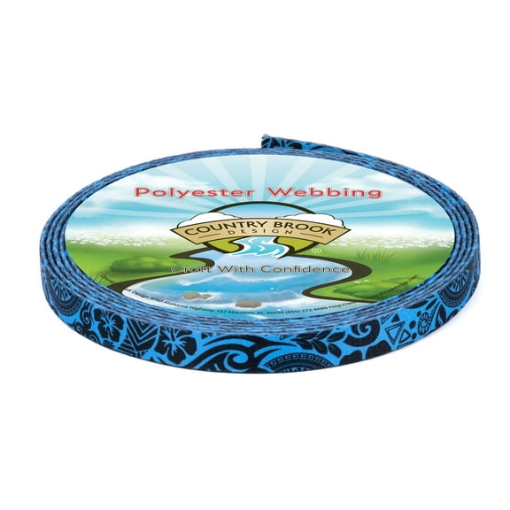 Country Brook Design® 3/4 Inch Blue Polynesian Polyester Webbing, 5 Yards