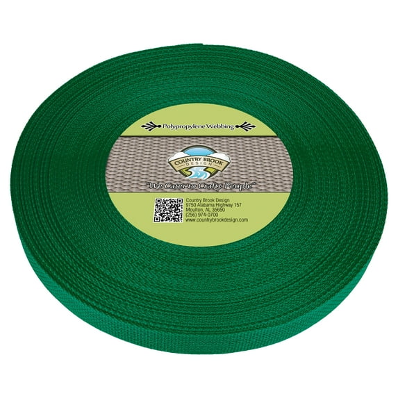 Country Brook Design - 3/4 Inch Kelly Green Polypropylene (Polypro) Webbing, 100 Yards